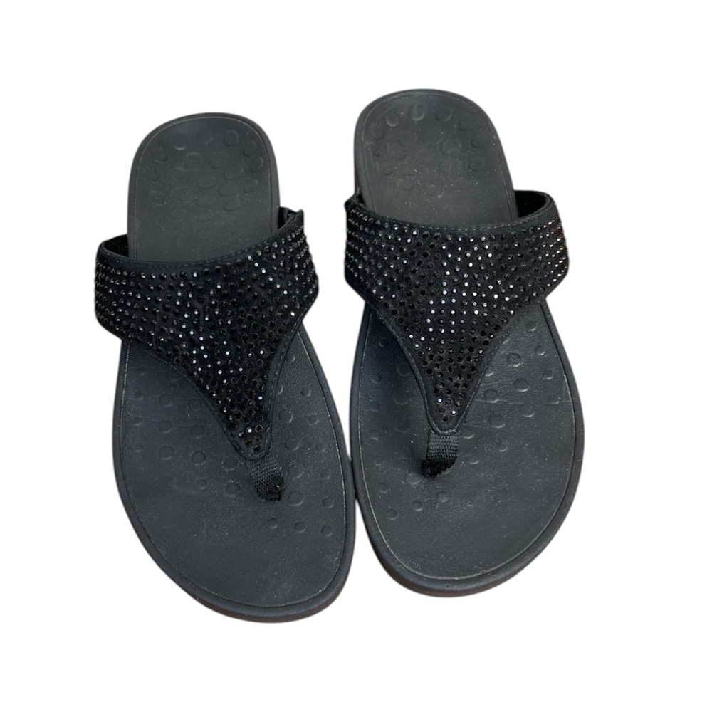 Vionic Like New Pacific Naples Studded Thong Sandals SZ 8 Black Shoes